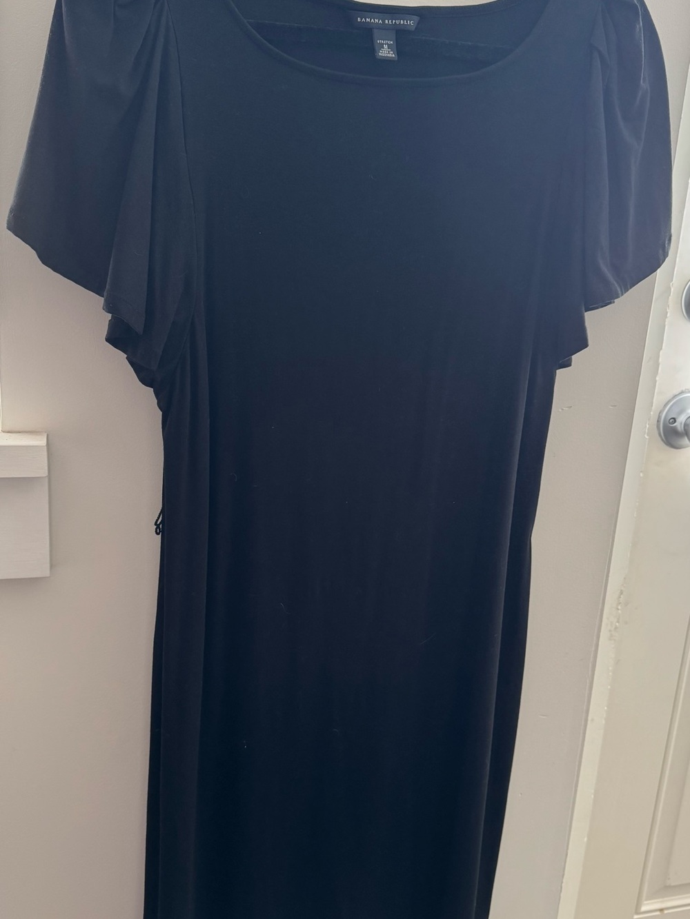Banana Republic Black Jersey Dress with Flutter Sleeves